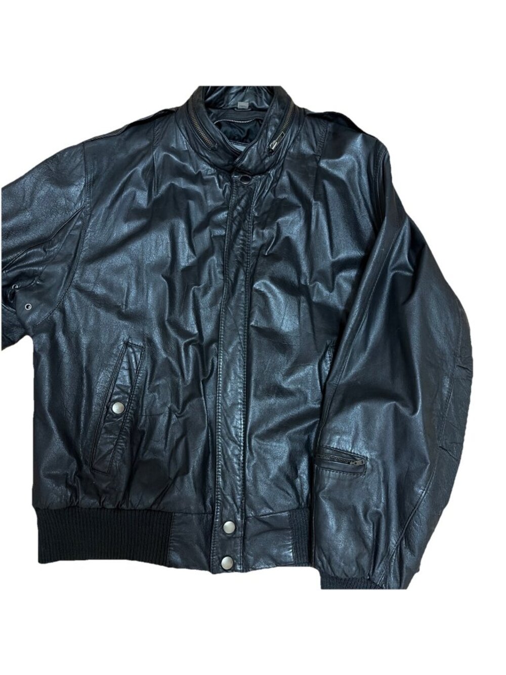 Vintage U2 Wear Me Out Leather Bomber Jacket Men's Size 40 Black Biker Moto 90s